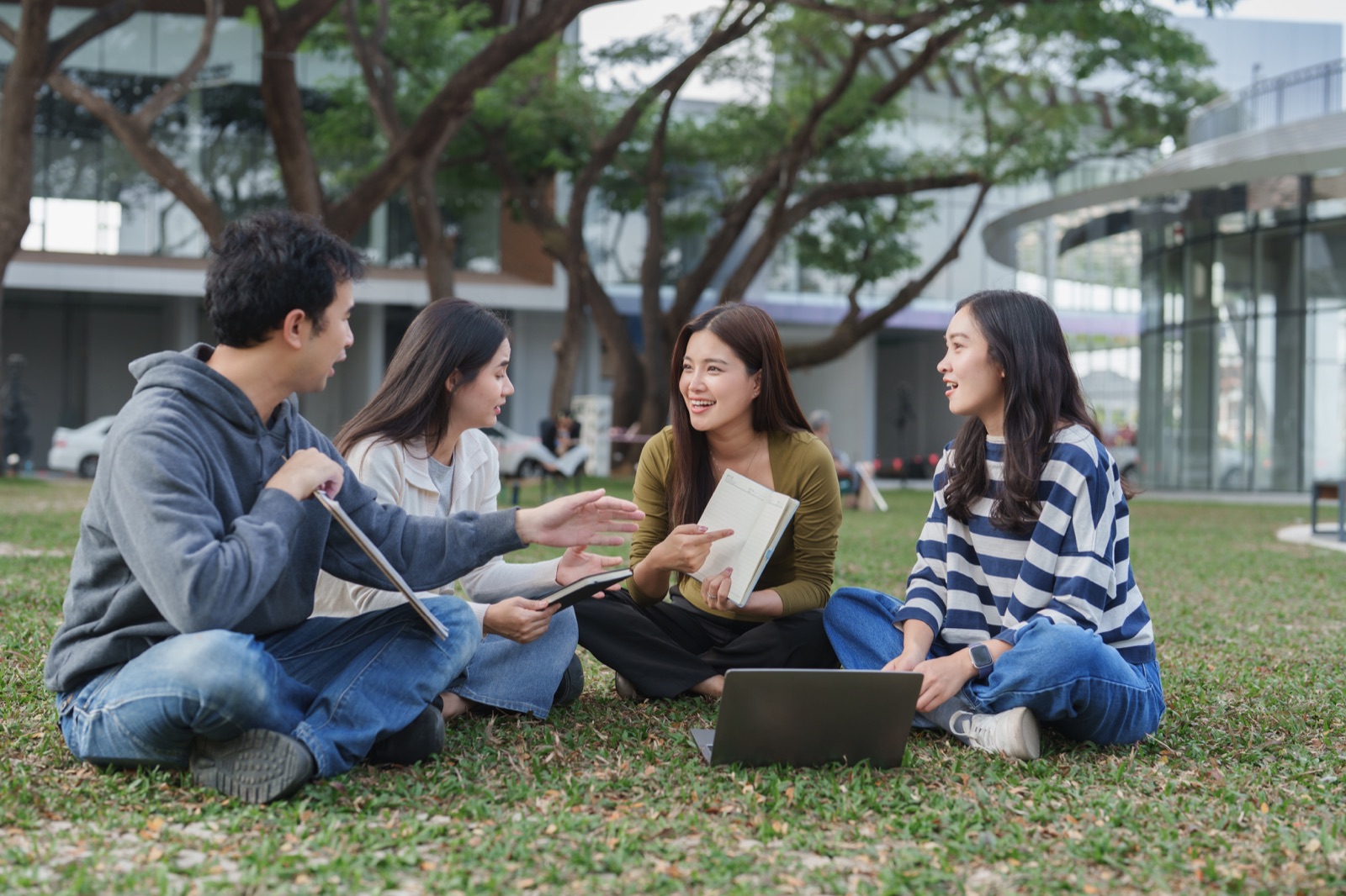 Students spending time together on a university campus